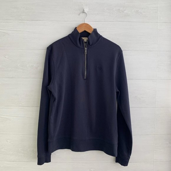 Burberry Brit Navy blue Pima Cotton 1/2 zip pullover sweater, L